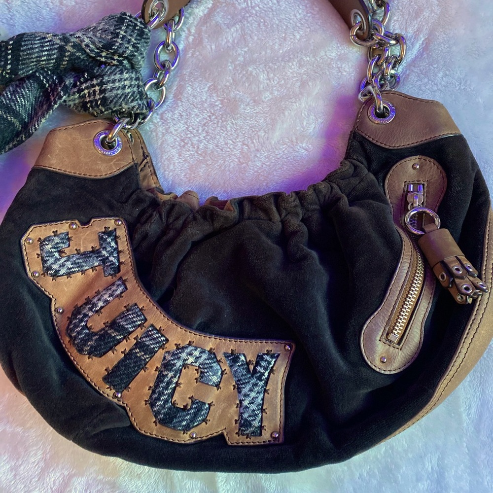 vintage Juicy Couture brown velvet shoulder purse
